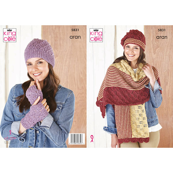 King Cole Forrest Aran Pattern 5831 Apparel Accessories - Click Image to Close